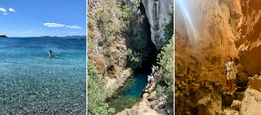 白い砂で透明度の高い海　／　カヤックや散策を楽しめる川の源泉 Sorgente Su Gologone　／　島に数ある洞窟